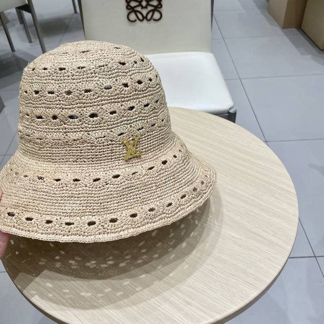 Louis Vuitton Raffia Straw Hat, Fisherman's Hat, High-Quality Craftsmanship, Lim