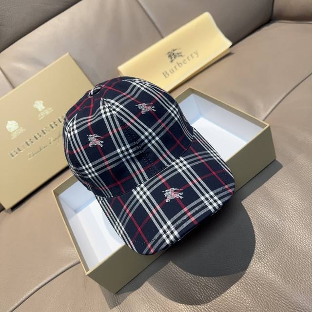 Comes With A Fabric Bag, Burberry Original Baseball Cap, Checkered Horse Design,