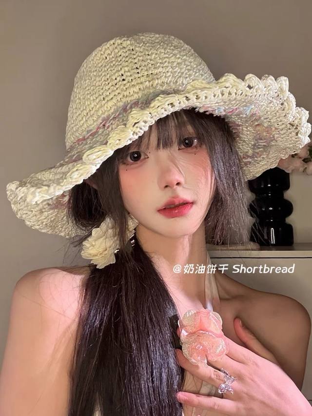 Chanel New Cream Pie French Floral Straw Hat For Women, Summer Beach Vacation St