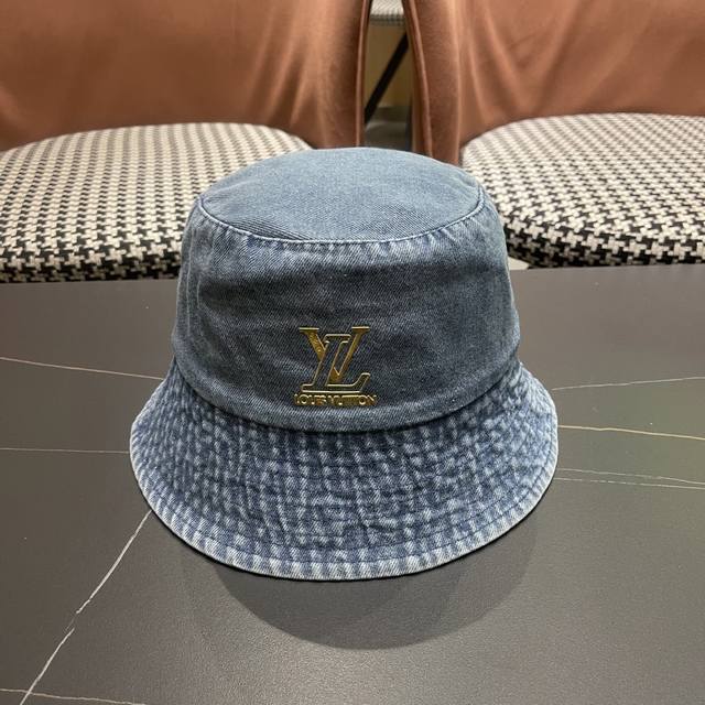 Lv Louis Vuitton 2025 New Arrival Solid Color Denim Fisherman's Hat For Men And