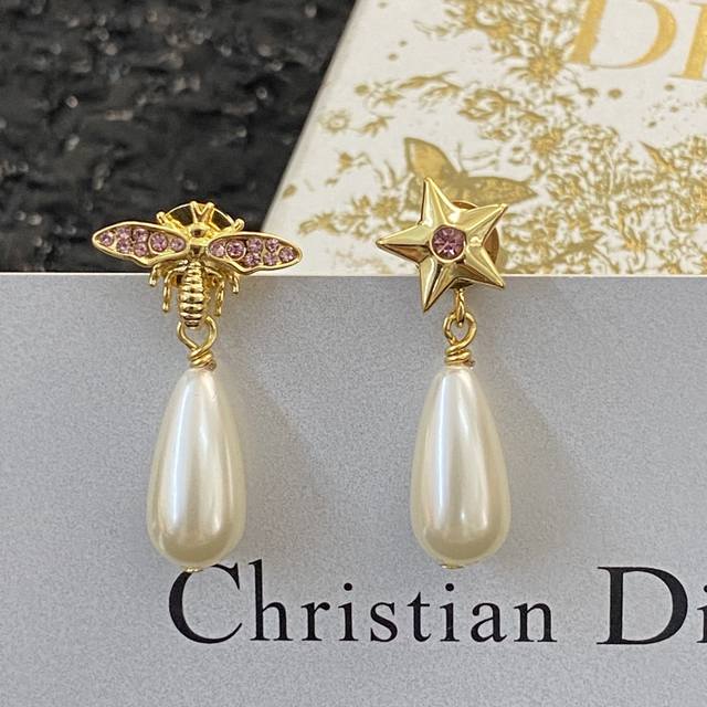 Dior Earring Bestsellers Now Available! Dior Ab-Style Pink Diamond Bee Star Pear