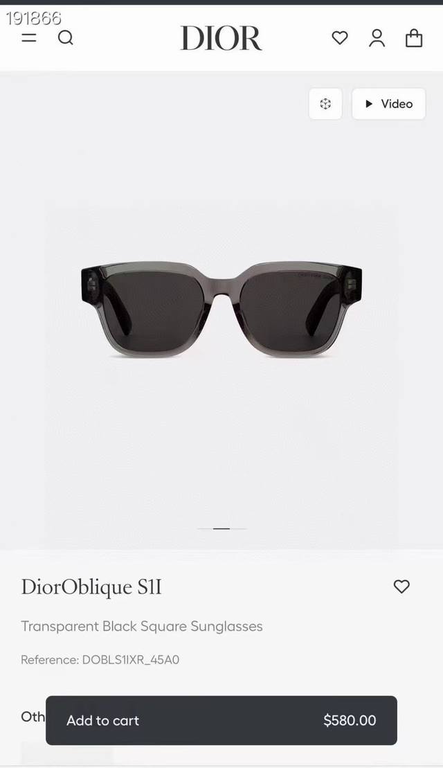Dior Model: Dioroblique S1F Size: 53-19-145