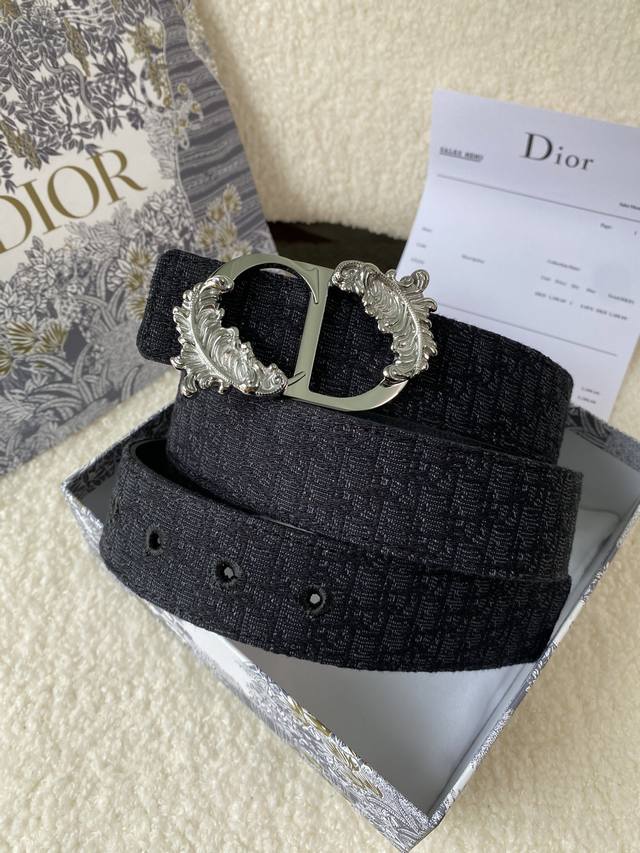 Dior New Stainless Steel Hardware Wide 3.5Cm Imported Top-Grain Calfskin With Cl