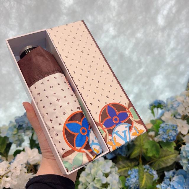 Louis Vuitton Lv Five-Fold Manual Opening Sun And Rain Umbrella With New Coating