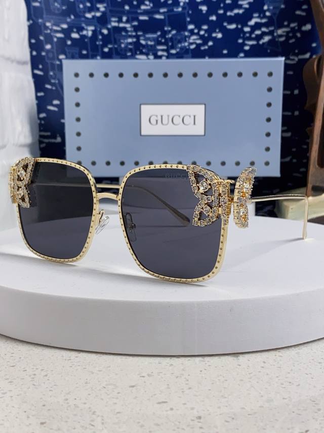 Gucci 2025 New Square Diamond-Shaped Fashion Sunglasses With Butterfly-Shaped Di