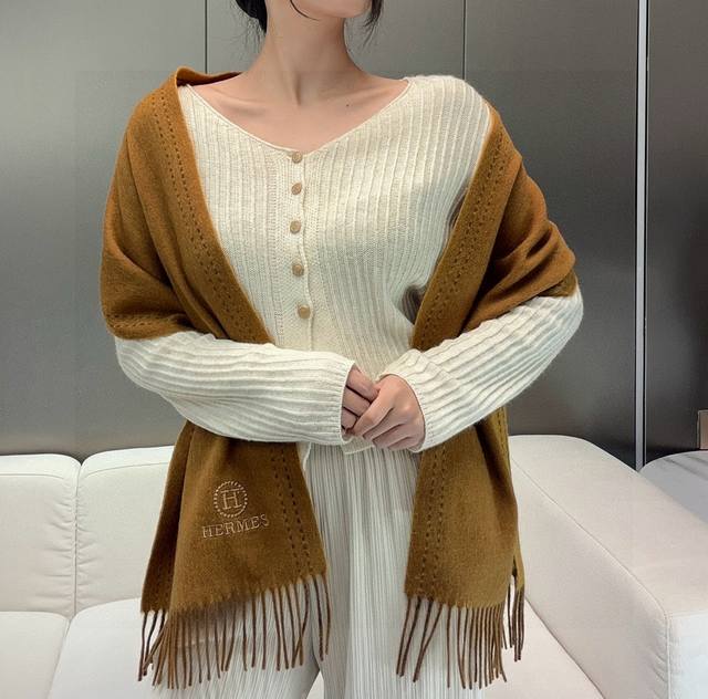Herm S Paris Fashion Show Business Men's And Women's Double-Sided Cashmere Shawl