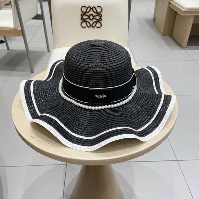 Herm S New Straw Hat, Round-Top Top Hat, Head Circumference 57 Cm