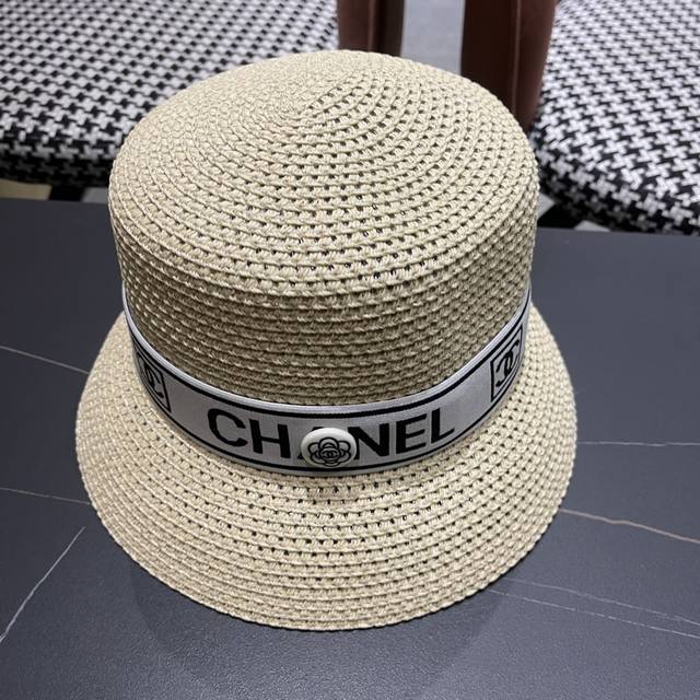 Chanel 2025 New Arrival Luxury Resort Sun-Protective Lace-Up Bucket Hat, Perfect