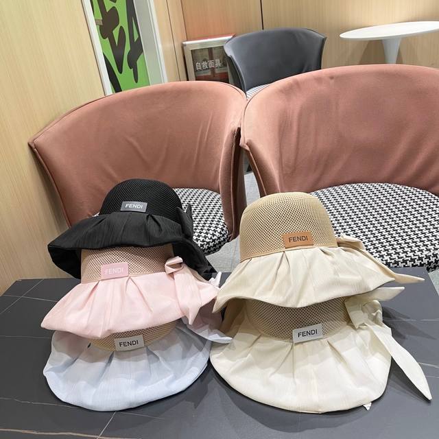 Fendi Women's Summer Face-Covering Black Pepper Uv-Protective Wide-Brimmed Fishe