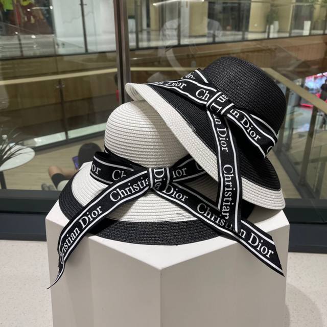 Dior Straw Hat, Lady-Like Sun Hat, Head Circumference 57Cm