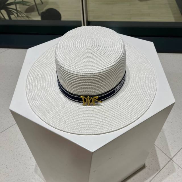 Dior Straw Hat, Sun Hat, Uv Protection, Head Circumference 57 Cm