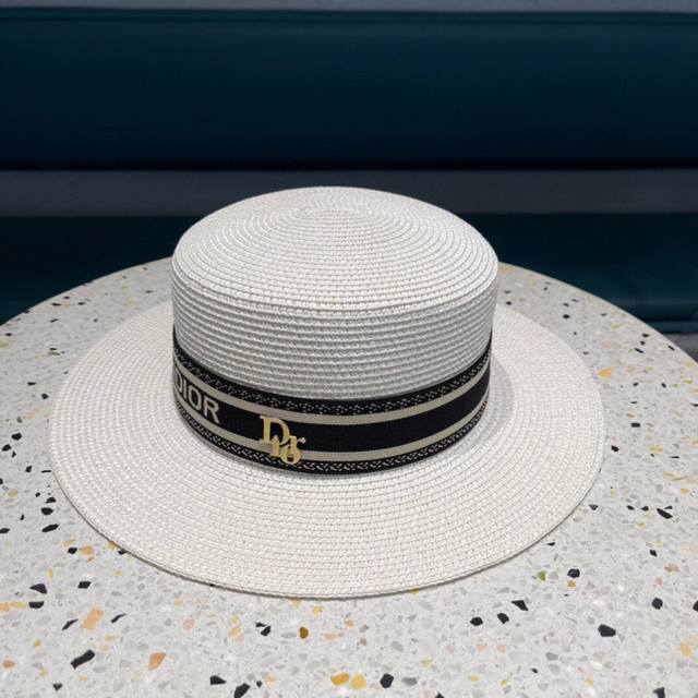 Dior New Arrival Best-Selling Woven Strap Straw Hat, Detail-Oriented Design, Sim