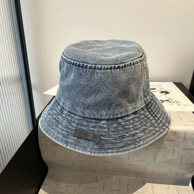Lv Denim Fisherman's Hat, Unisex, Head Circumference 57Cm