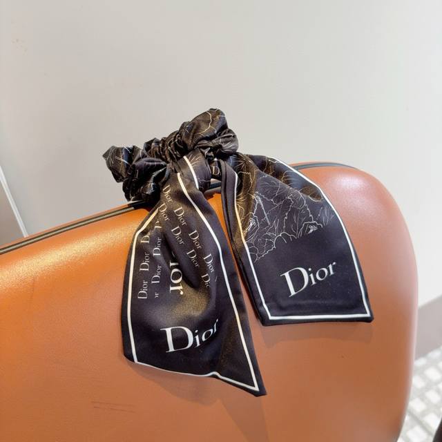 With Packaging Dior Dior Letter Ribbon Ponytail Hairband With Bow, High-End Kore