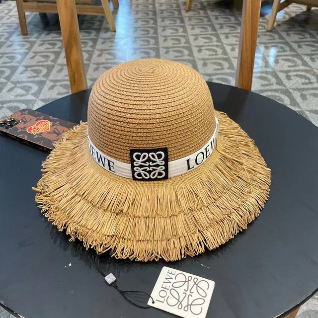Loewe 2025 New Arrival Round-Top Straw Hat, Must-Have For Outings, Super Versati
