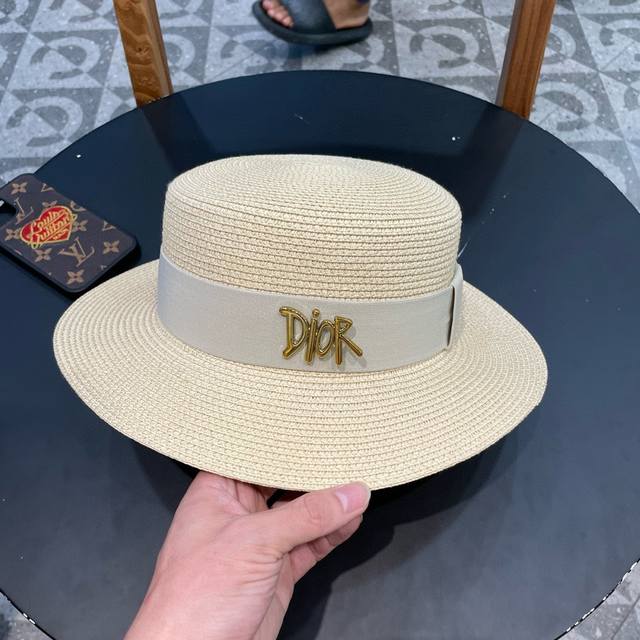 Dior 2025 New Luxury Brand Bucket Hat Straw Hat Summer Beach Essential ~ New Mat