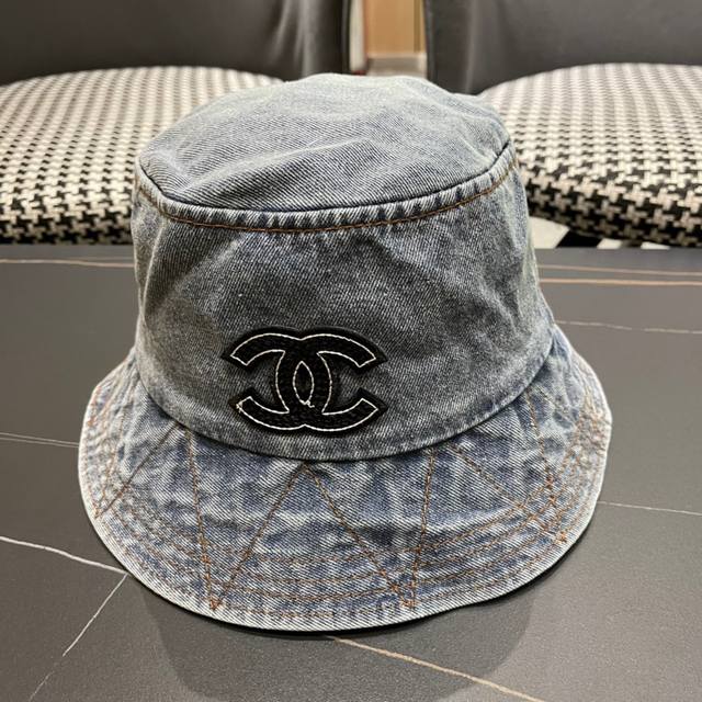 Chanel New Simple Designer Denim Fisherman's Hat, Sun-Protective And Versatile,