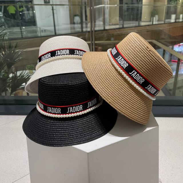 Dior New Straw Hat, Elegant Lady-Like Design, Head Circumference 59 Cm