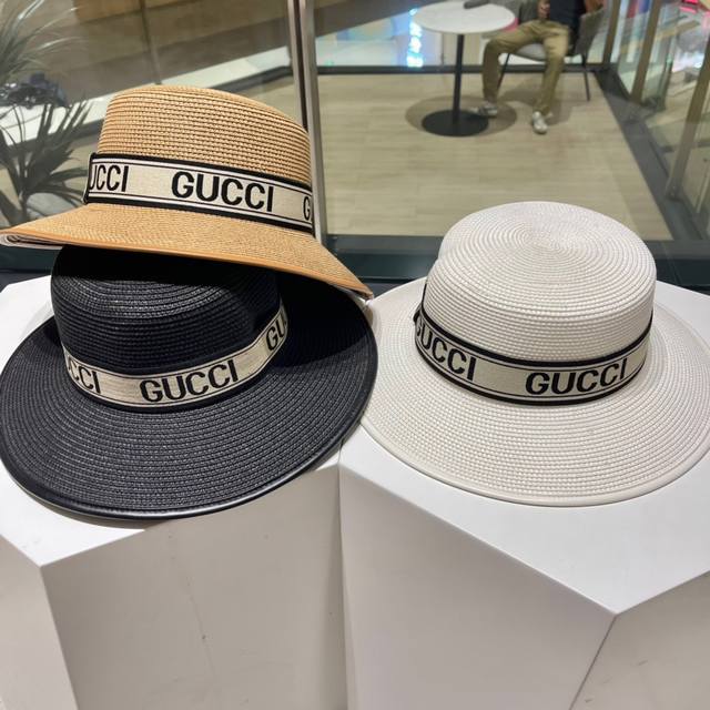 Gucci New Straw-Woven Sun Hat, Beach-Style, Simple And Elegant, Versatile Access