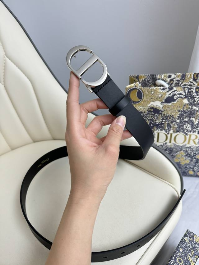 Special Dior 3.0Cm Belt, Double-Sided Genuine Leather With The Cd Signature Buck