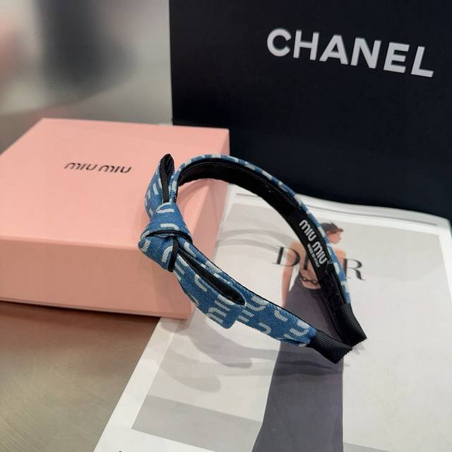With Packaging Box Miu Miu New Denim Hairband, Simple And Elegant, Practical And