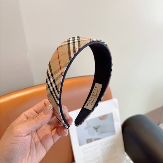 With Packaging Burberry Burberry High-End New Double-Layer Wide-Brimmed Hairband