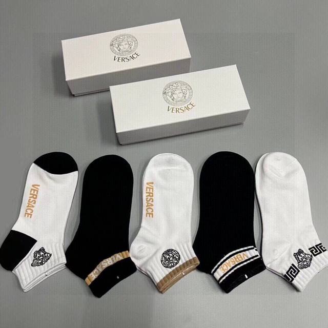 Special Versace New Men's Socks, 5 Pairs Per Box, Made From 100% Cotton, Ultra-S