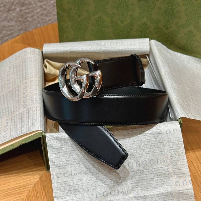 Gg New Style Men's Belt, Width 4 Cm, Made From Double-Sided Genuine Imported Cal