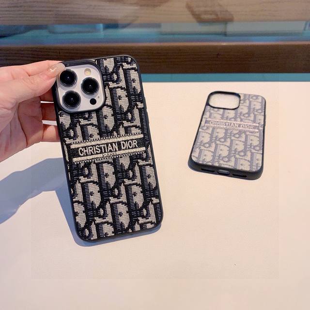 New Arrival Dior Embroidered Fabric Full-Cover Phone Case Model: To Avoid Incorr