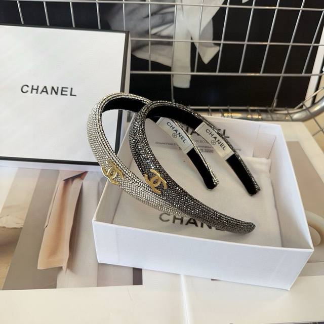 With Packaging Box Chanel Chanel New Small Chanel Hairband, Full Diamond Series.