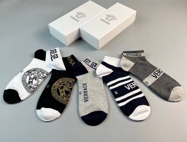 Special Versace New Men's Socks - 5 Pairs Per Box. Made From 100% Cotton, Ultra-