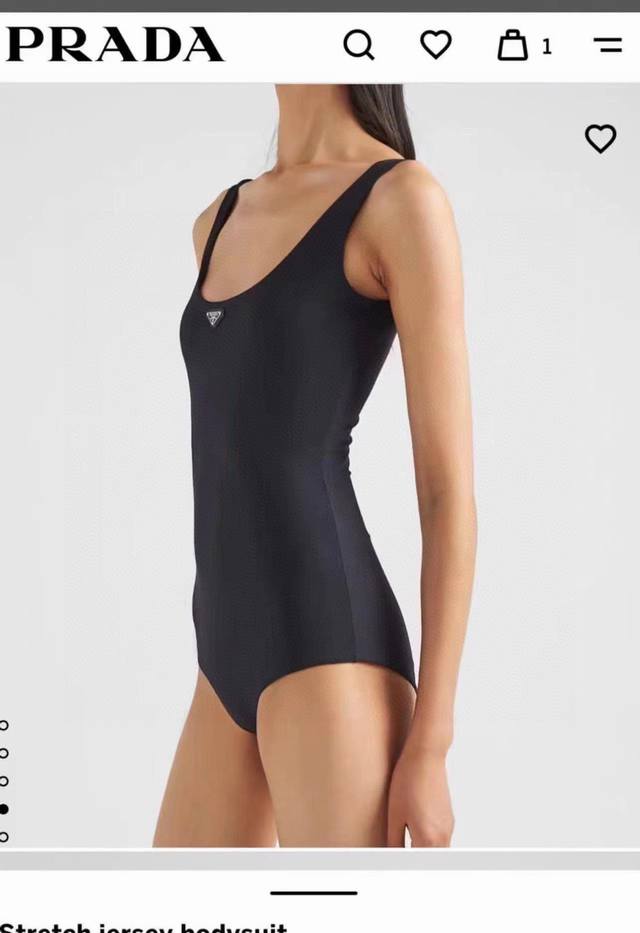 Prada New Backless One-Piece Swimsuit In Black, Simple And Elegant, Suitable For