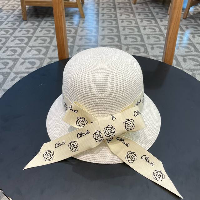 Chanel New Style Elegant Lady-Style Straw Hat, Beach Hat, Head Circumference 57