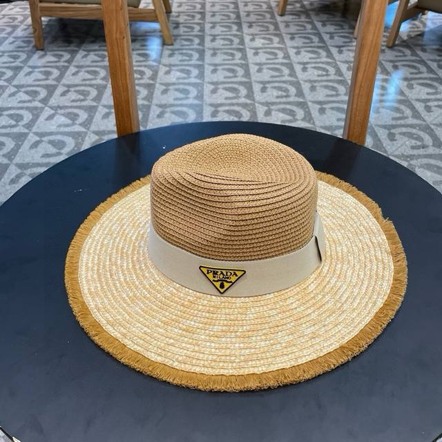 Prada New Patchwork Straw Hat, A Must-Have For Street Style, Super Versatile Get