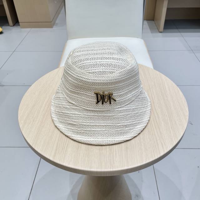 Dior Woven Straw Fisherman's Hat, Stylish And Trendy, Foldable Bucket Hat For Wo