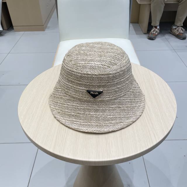 Prada Retro Woven Straw Fisherman's Hat, Stylish And Trendy, Folds For Easy Stor