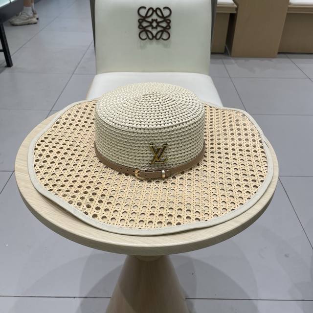 Lv New Straw Hat, Lace Design, Travel Essential, Head Circumference 57Cm