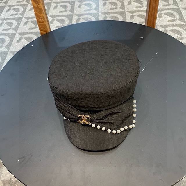 Chanel Chanel Heavy-Duty Pearl Bow Cute Fashion Flat-Top Hat For Women, Spring/S