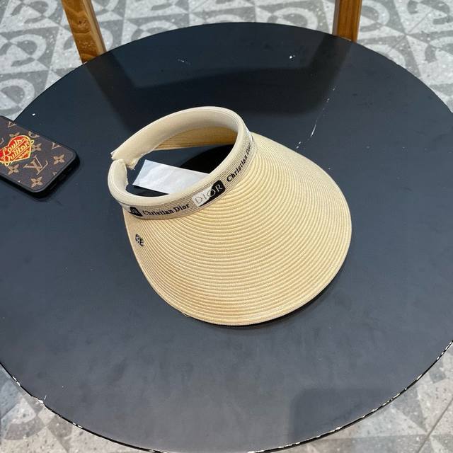 Dior Summer New Arrival Gold Thread Woven Strap Best-Selling Sun Hat With Open T