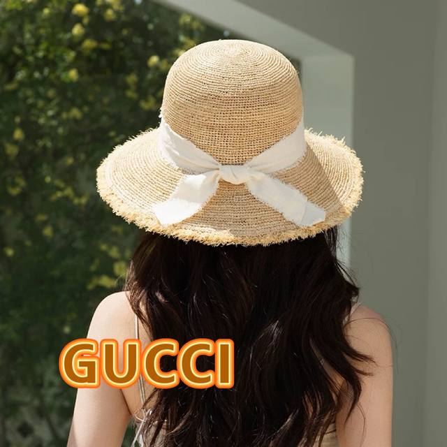 Gucci Raffia Straw Hat For Women 2025 New Beach, Beach, And Country-Style Sun-Pr
