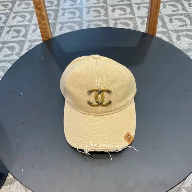Chanel New Arrival Distressed Washed Cotton Baseball Cap, Unique And Fashionable