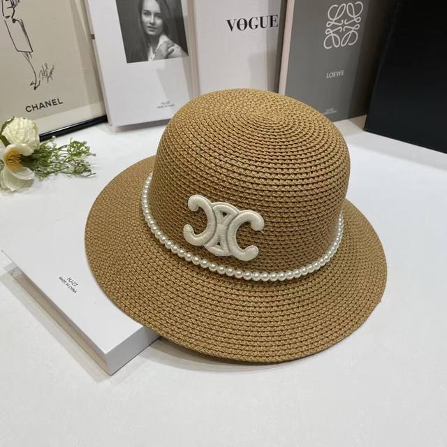 Run Quantity Celine ~ Elegant Pp Straw Sun Hat, Sweet Style, Very Delicate Hat S