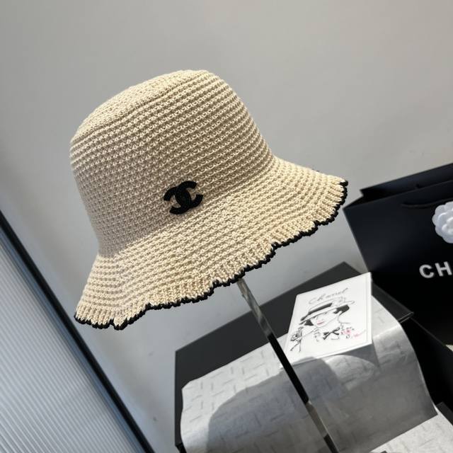 Chanel Knitted Hand-Crocheted Fisherman's Hat, Wavy Edge Small Ceremonial Hat, H