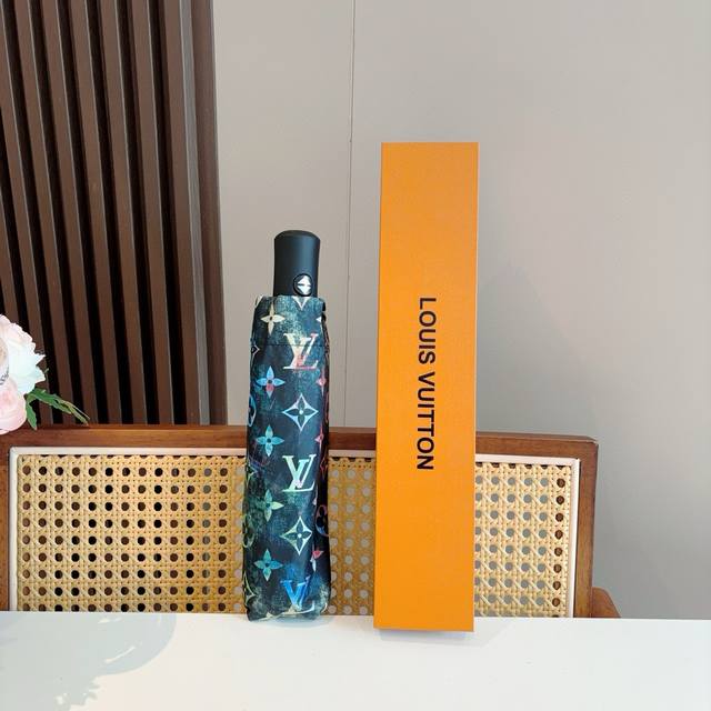 Louis Vuitton New Three-Fold Automatic Folding Sun And Rain Umbrella With New Co