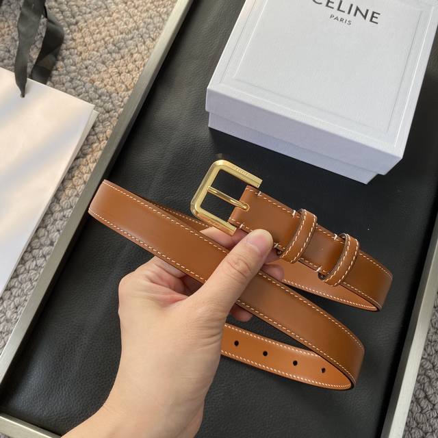 Celine New Needle Buckle Women's Belt, Italian Imported Double-Sided Calfskin, T