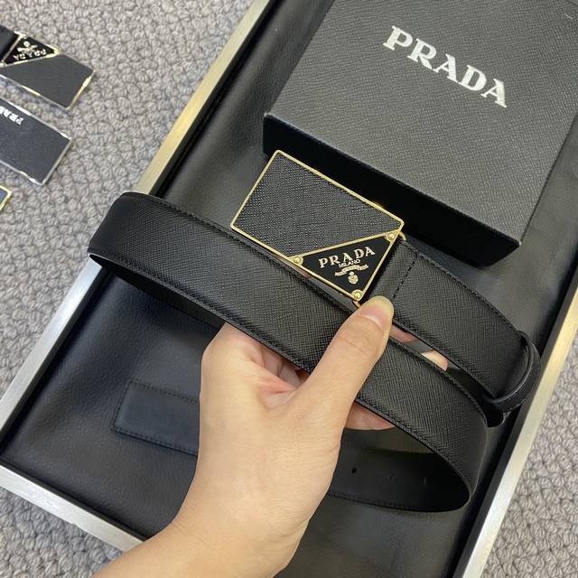 Prada Prada Official Store Latest Model This Reversible Belt Features One Side M