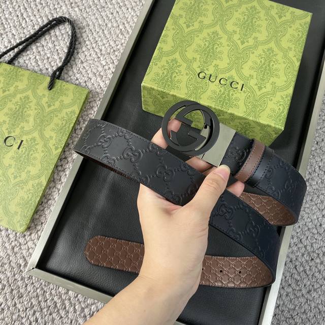 Gucci Official Store Latest Enhanced Version, 38Mm Width, Imported Calfskin With