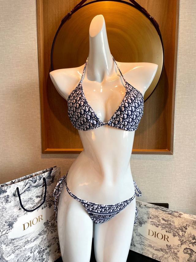 Dior New Arrival Bikini Swimsuit ~ Letter Print Strapless Tank Top Bra + Triangl