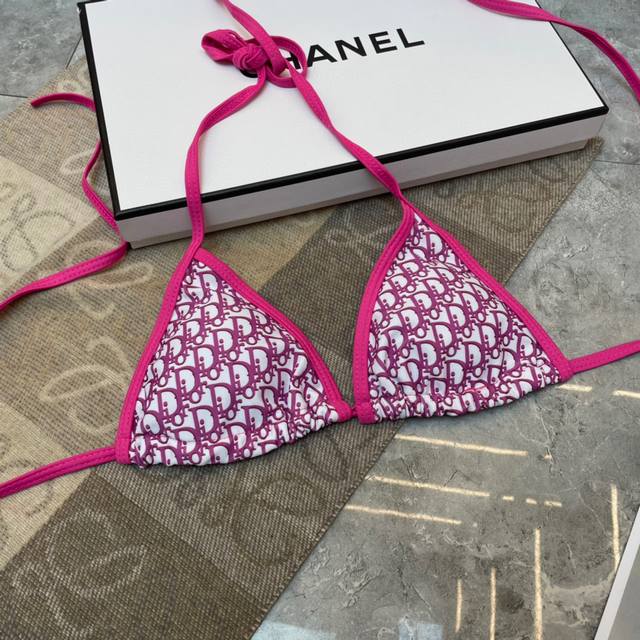 Dior Letter Print Bikini Swimsuit, The Top Is Super Flattering! Available Simult