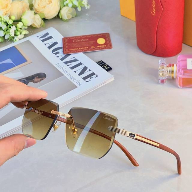 Cartie*New Fashionable Versatile Frameless Sunglasses With Cut Edges, Suitable F